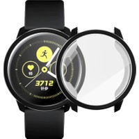 Microcase Samsung Galaxy Watch Active 2 44 mm Önü Kapalı Tasarım Silikon Kılıf - Siyah