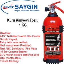 Saygın Yangın Kuru Kimyevi Tozlu Yangın Söndürme Tüpü 1 kg