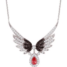 Altınsepeti Gümüş Kırmızı Damla Taşlı Melek Kolye G782KLT3