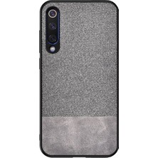 Microcase Xiaomi Mi CC9E/Mi A3 Fabrik Serisi Kumaş ve Deri Desen Kılıf Gri