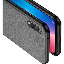 Microcase Xiaomi Mi CC9E/Mi A3 Fabrik Serisi Kumaş ve Deri Desen Kılıf Gri