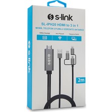 S-Link SL-IPH20 HDMI To 3 In 1 2m Mobil Telefon Uyumlu Görüntü Aktarıcı Kablo