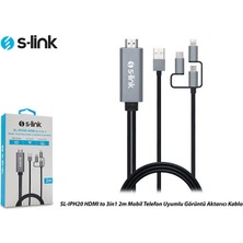 S-Link SL-IPH20 HDMI To 3 In 1 2m Mobil Telefon Uyumlu Görüntü Aktarıcı Kablo