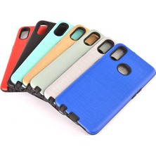 Case 4U Samsung Galaxy A10S Kılıf Tam Koruyan Sert Silikon Çizgili YouYou Arka Kapak Turkuaz