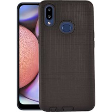 Case 4U Samsung Galaxy A10S Kılıf Tam Koruyan Sert Silikon Çizgili YouYou Arka Kapak Siyah