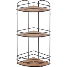 Tekno-tel 3 KATLI AHŞAP BANYO KÖŞE RAFI  MAT SİYAH BK075