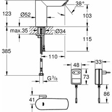 Grohe Bau Cosmopolitan Elektronik Lavabo Bataryası - 36453000