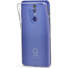 Case Street Alcatel 3 2019 Kılıf Süper Silikon Yumuşak Koruma + Nano Glass Şeffaf