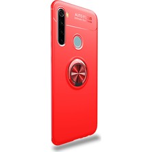 Case Street Xiaomi Redmi Note 8 Kılıf Ravel Yüzüklü Mıknatıslı Silikon + Nano Glass Kırmızı