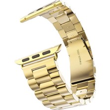 Gpack Apple Watch Uyumlu 38 mm Kılıf Metal Sıralı Kordon Gold