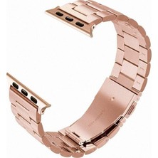 Gpack Apple Watch Uyumlu 38 mm Kılıf Metal Sıralı Kordon Bronz