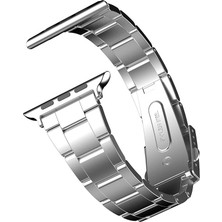 Gpack Apple Watch Uyumlu 38 mm Kılıf Metal Sıralı Kordon Gümüş
