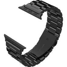 Gpack Apple Watch Uyumlu 38 mm Kılıf Metal Sıralı Kordon Siyah