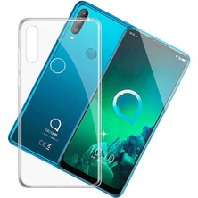 Tekno Grup Alcatel 3X 2019 Kılıf Darbe Emici Süper Silikon Kılıf Şeffaf + Cam Ekran Koruyucu