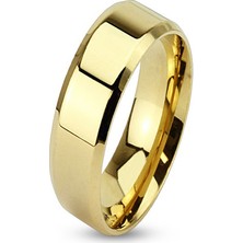 Chavin Sarı Parlak Çelik Bayan-Erkek Alyans Yüzük cd78