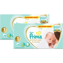 Prima Bebek Bezi Premium Care 1 Beden Yenidoğan Ekonomik Paket 92x2 184 Adet