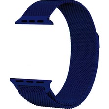 Gpack Apple Watch Uyumlu 42 mm Kılıf Metal Kayış Kordon Hasır Lacivert