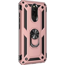 Case Street Xiaomi Redmi 8 Kılıf Çift Katmanlı Tank Yüzüklü Mıknatıslı Vega Kapak + Nano Glass Bronz