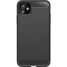 Microcase Apple iPhone 11 Brushed Carbon Fiber Silikon Kılıf - Siyah