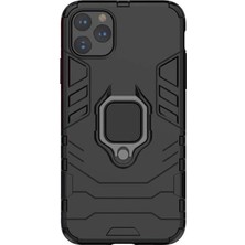 Microcase Apple iPhone 11 Pro Max Yüzük Standlı Armor Kılıf - Siyah