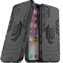 Microcase Apple iPhone 11 Pro Max Yüzük Standlı Armor Kılıf - Siyah