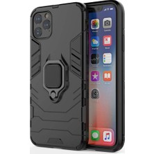 Microcase Apple iPhone 11 Pro Max Yüzük Standlı Armor Kılıf - Siyah