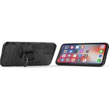 Microcase Apple iPhone 11 Pro Max Yüzük Standlı Armor Kılıf - Siyah