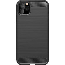 Microcase Apple iPhone 11 Pro Max Brushed Carbon Fiber Silikon Kılıf - Siyah