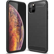 Microcase Apple iPhone 11 Pro Max Brushed Carbon Fiber Silikon Kılıf - Siyah