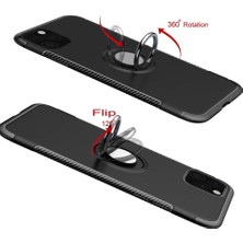 Microcase Apple iPhone 11 Pro Max Yüzük Standlı Armor Silikon Kılıf - Siyah