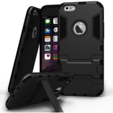 Microcase Apple iPhone 6 Plus/6S Plus Alfa Serisi Armor Standlı Perfect Koruma Kılıf - Siyah