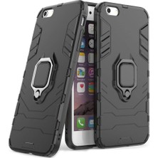 Microcase Apple iPhone 6 Plus/6S Plus Yüzük Standlı Armor Kılıf - Siyah