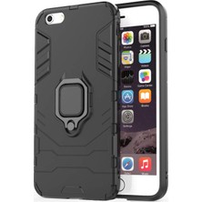 Microcase Apple iPhone 6 Plus/6S Plus Yüzük Standlı Armor Kılıf - Siyah