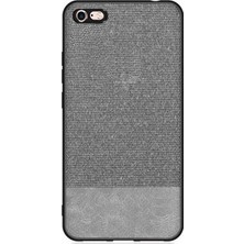 Microcase Apple iPhone 6 Plus/6S Plus Fabrik Serisi Kumaş ve Deri Desen Kılıf - Gri