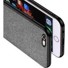 Microcase Apple iPhone 6 Plus/6S Plus Fabrik Serisi Kumaş ve Deri Desen Kılıf - Gri