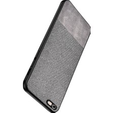 Microcase Apple iPhone 6 Plus/6S Plus Fabrik Serisi Kumaş ve Deri Desen Kılıf - Gri