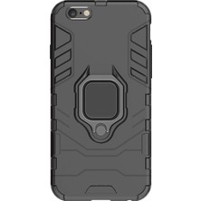 Microcase Apple iPhone 6/6S Yüzük Standlı Armor Kılıf - Siyah