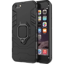 Microcase Apple iPhone 6/6S Yüzük Standlı Armor Kılıf - Siyah