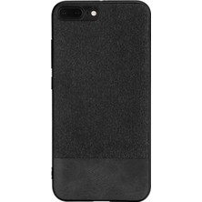 Microcase Apple iPhone 8 Plus Fabrik Serisi Kumaş ve Deri Desen Kılıf - Siyah