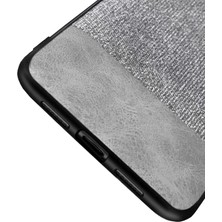 Microcase Apple iPhone X/XS Fabrik Serisi Kumaş ve Deri Desen Kılıf - Gri