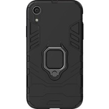 Microcase Apple iPhone XR Yüzük Standlı Armor Kılıf - Siyah