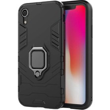 Microcase Apple iPhone XR Yüzük Standlı Armor Kılıf - Siyah