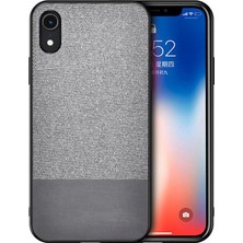 Microcase Apple iPhone XR Fabrik Serisi Kumaş ve Deri Desen Kılıf - Gri