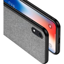 Microcase Apple iPhone XR Fabrik Serisi Kumaş ve Deri Desen Kılıf - Gri