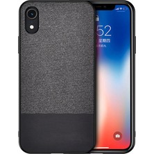 Microcase Apple iPhone XR Fabrik Serisi Kumaş ve Deri Desen Kılıf - Siyah