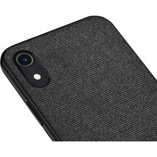 Microcase Apple iPhone XR Fabrik Serisi Kumaş ve Deri Desen Kılıf - Siyah