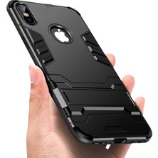 Microcase Apple iPhone XS Max Alfa Serisi Armor Standlı Perfect Koruma Kılıf - Siyah