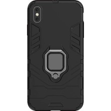 Microcase Apple iPhone XS Max Yüzük Standlı Armor Kılıf - Siyah