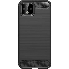 Microcase Google Pixel 4 XL Brushed Carbon Fiber Silikon Kılıf - Siyah