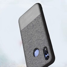 Microcase Huawei Honor 8X Fabrik Serisi Kumaş ve Deri Desen Kılıf - Gri